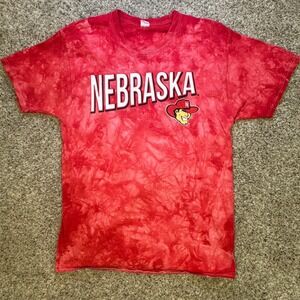 Nebraska Cornhuskers Large TShirt Red Tie Dye Vintage Tee